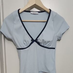 Gaze Sky Blue Top with Dark Blue Edging